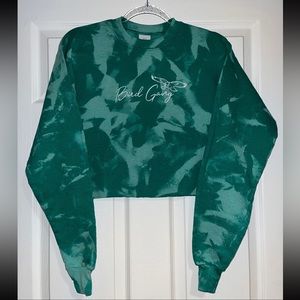 Kelly Green Bird Gang Cropped Sweatshirt
